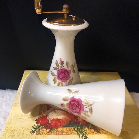 Vintage Lenox Rhodora RARE Salt Mill & Pepper Mill/Grinder Set - Picture 9 of 15